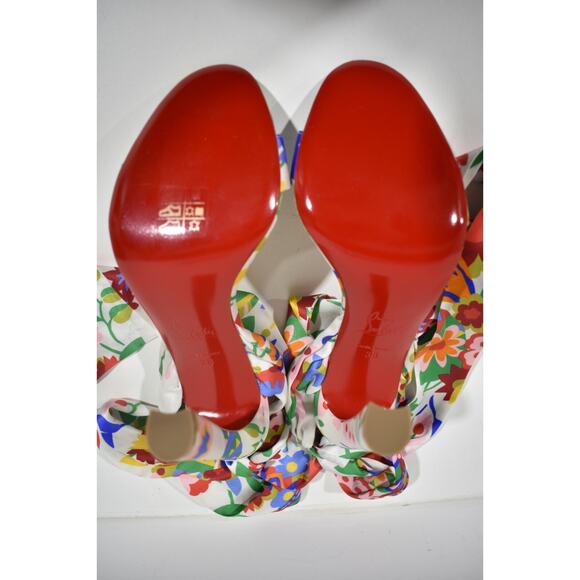 Christian Louboutin Crosse Du Desert 100 Bloomy Lace Up Tie Sandal Heel Pump 38 - Picture 12 of 12